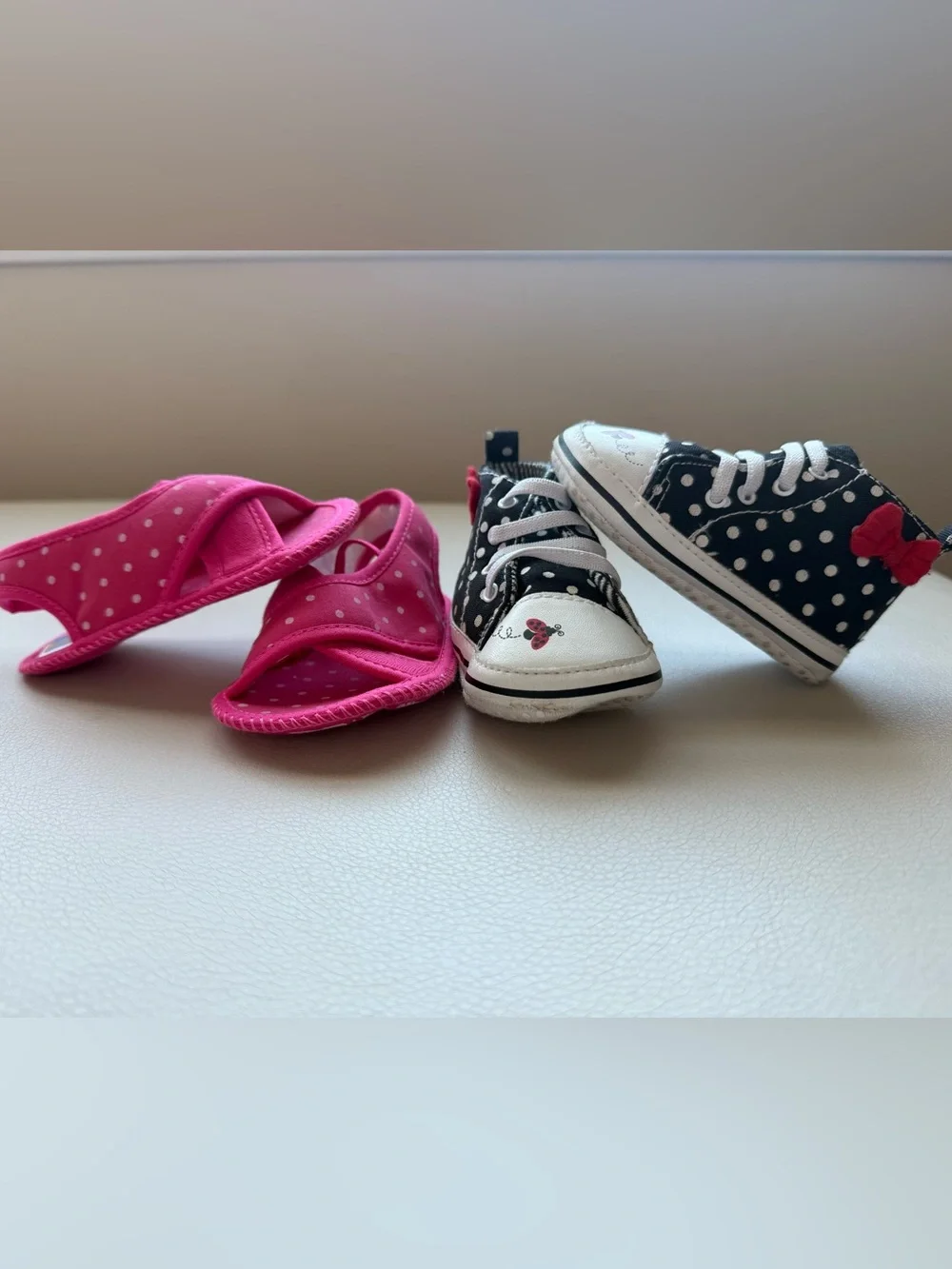 Kids Polka Dot Pink Sandals & Black Polka Dot Lace-Up Sneakers Set